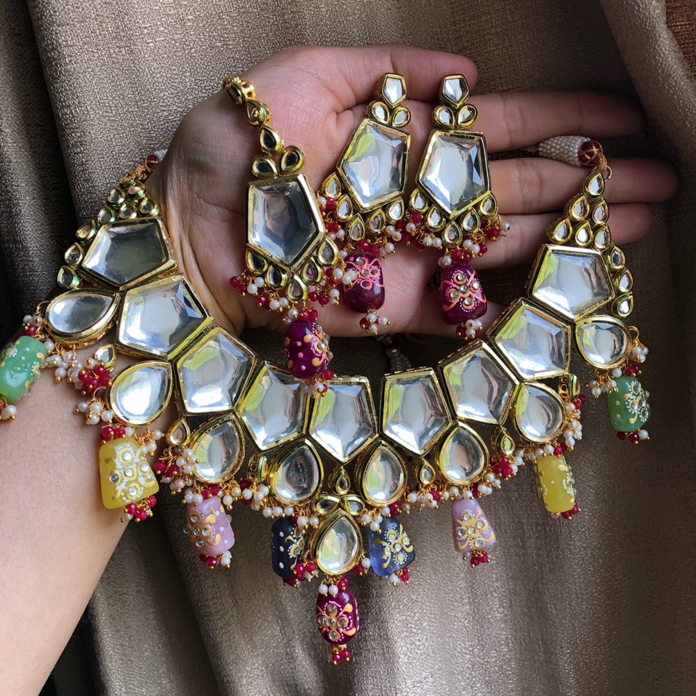 Kundan meenakari bridal Indian jewellery set